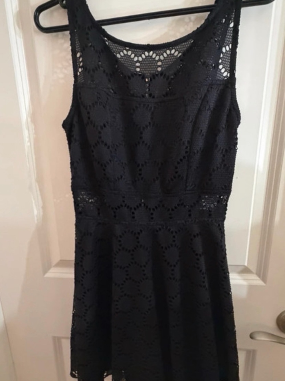 Trixxi Black Sleeveless Eyelet Fit & Flare Mini Dress